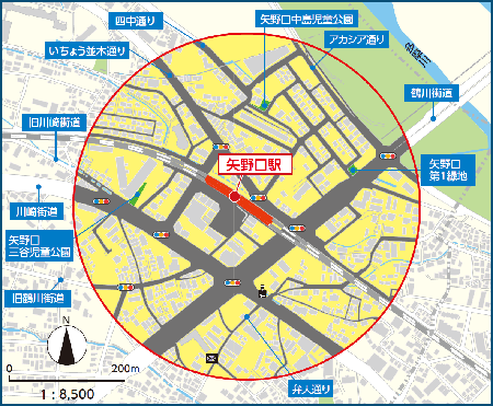 照片：矢野口站周边的禁烟区域