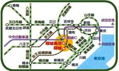 插图：稲城市的交通路线图