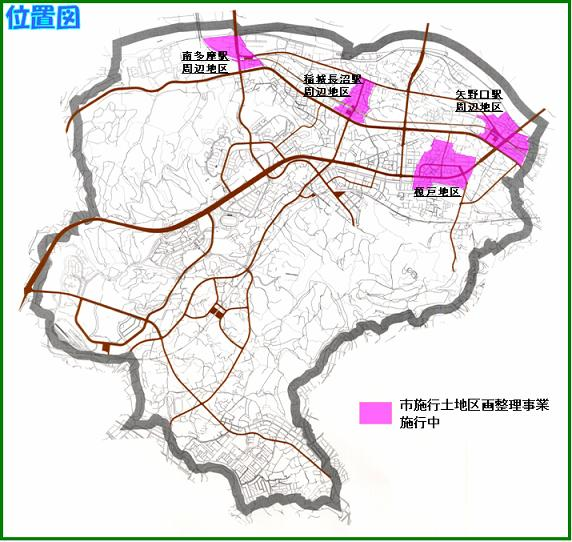 地图：市施行土地整备项目的位置图