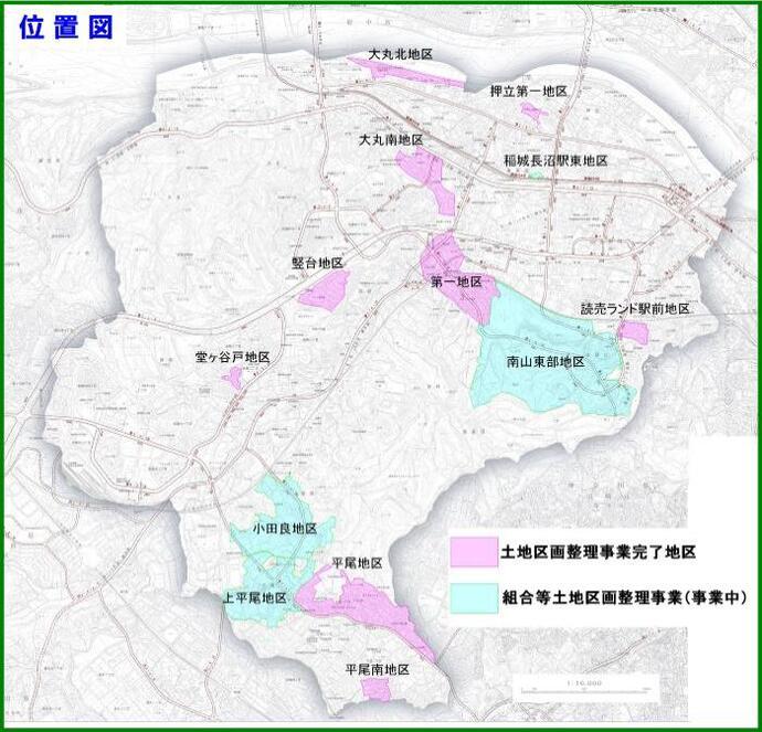 地图：协会等实施土地整备项目的位置图