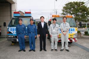 Photo: Mayor Takahashi and dispatched staff