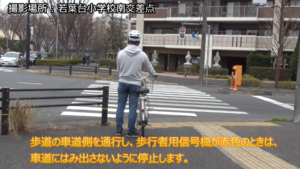 Screen: Traffic signals to follow when walking on the sidewalk - explanatory video