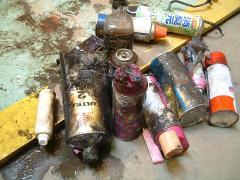 Photo: Spray can found mixed in with non-burnable waste