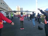 Photo: Participants doing radio calisthenics