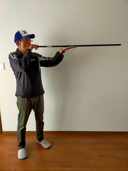 Photo: Mr. Aso practicing blow dart