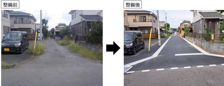 Photo: Status of Narrow Road Widening Improvement Project (Before and After Improvement)