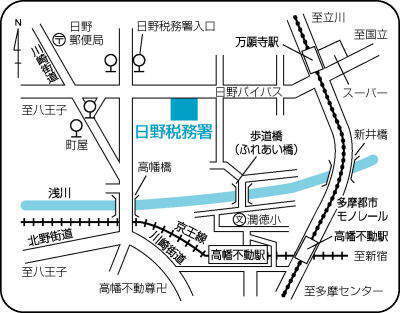 Map: Guide to Hino Tax Office