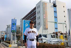 Photo: Taken with the city hall banner in the background