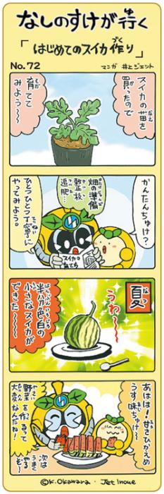 Inagi Nashinosuke 4 panels Making watermelon for the first time