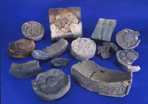 Image: Roof tiles and bricks excavated from the Kawara Yato kiln site