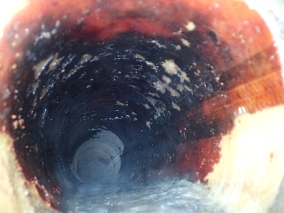 Photo Inside a clogged public sewer pipe