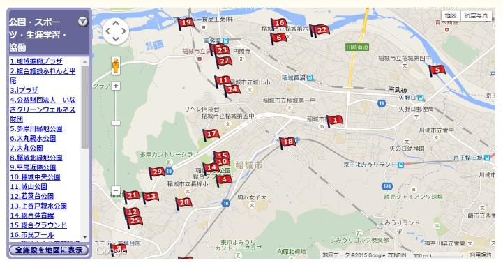 Image Inagi Map (parks, sports, lifelong learning, collaboration)