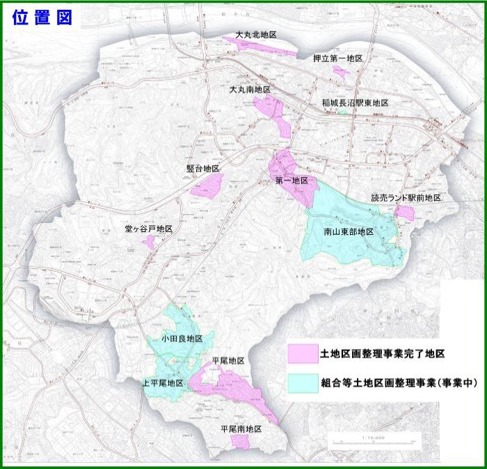 Image Location map of land readjustment projects implemented by associations, etc.