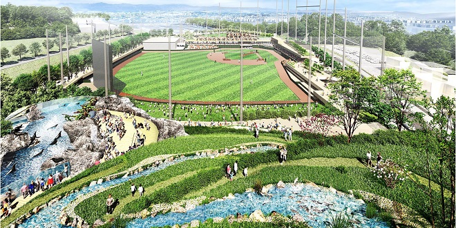 Imagen del estadio y el acuario