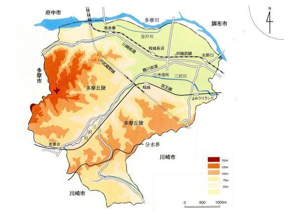 Ilustración: Mapa topográfico de Inagi