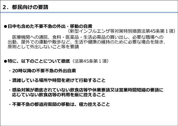 La primera pieza de medidas de emergencia, etc. en Tokio