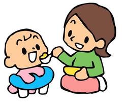 Ilustración de un bebé comiendo