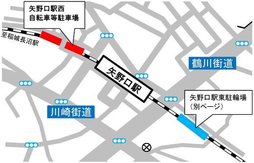 Mapa de la guía del estacionamiento de bicicletas de la estación Yanoguchi de la imagen