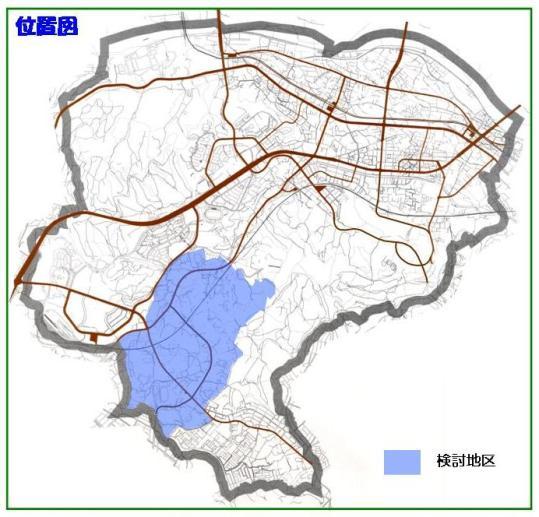 새로운 마을 만들기 검토 지구의 위치도