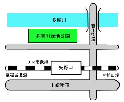 Mapa do guia de imagens para o Parque Tamagawa Ryokuchi
