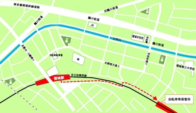 地圖：自行車等保管場所指南圖